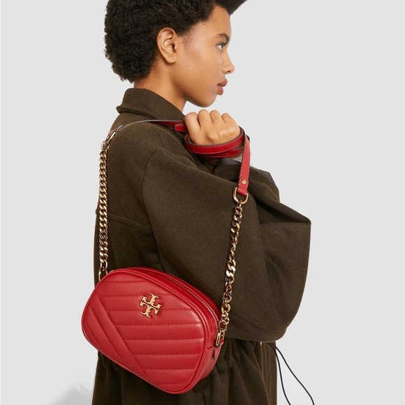 Tory Burch Kira Small Camera Bag Red NWT Gold Chain Link Strap - Picture 12 of 14